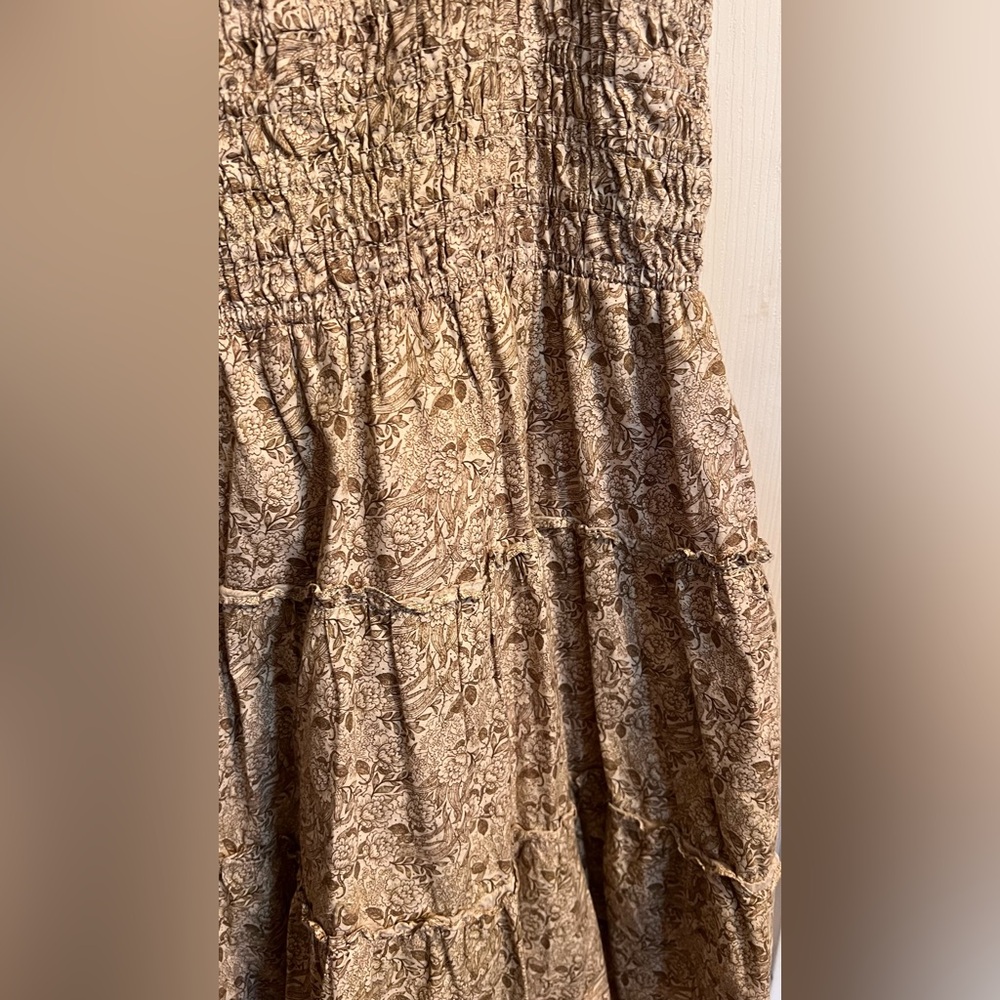 Neuflora Smocked Floral Sundress in Beige Floral - Picture 2 of 4